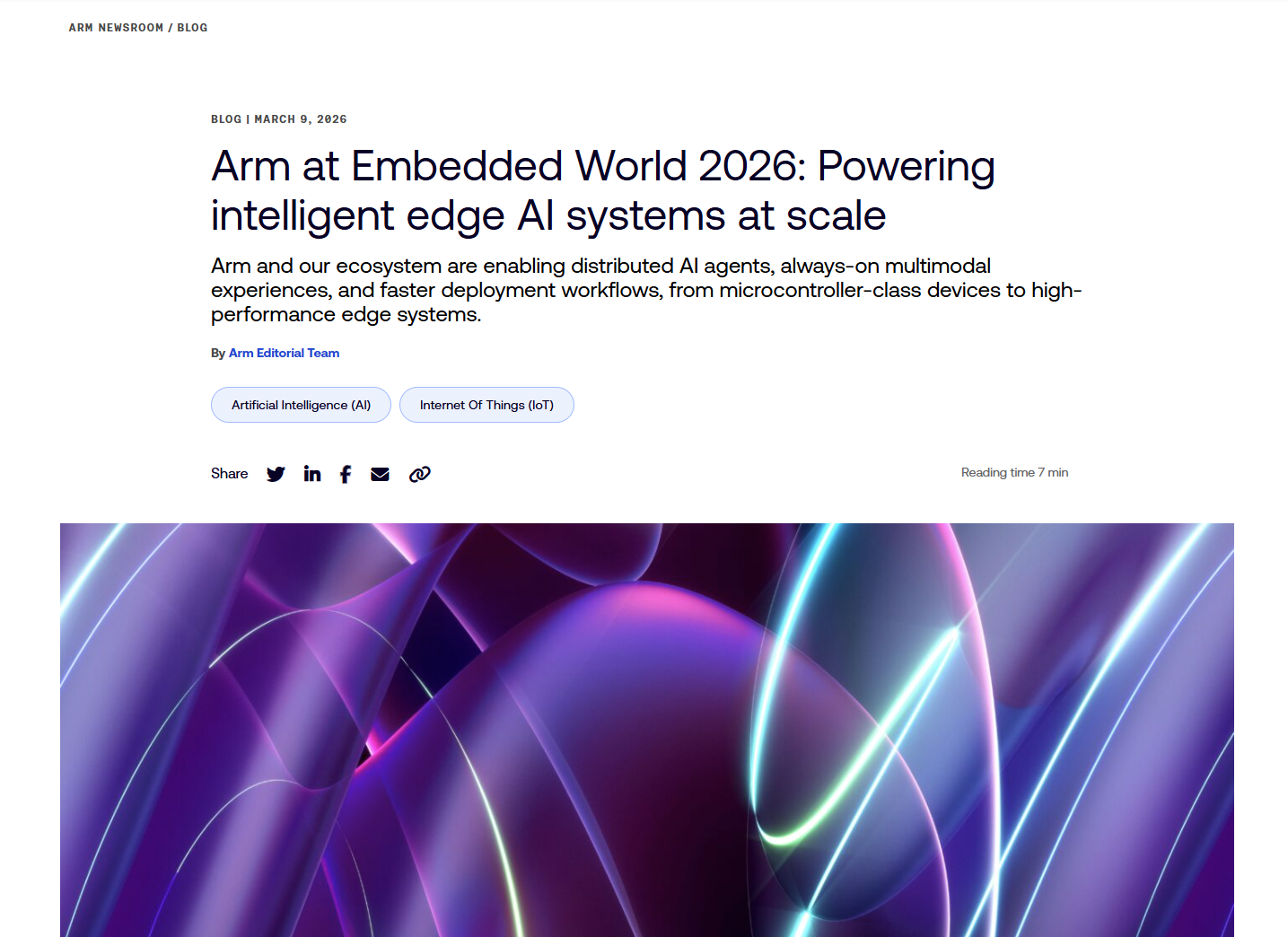 Screenshot of Arm's Blog Post Header
